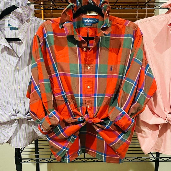 Ralph Lauren Blue Label Tops - Ralph Lauren Blue Label Red and Green Plaid Button-Down Shirt